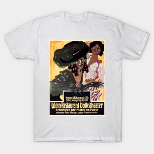 WEIN RESTAURANT VOLKSTHEATER 1908 by Josef R. Witzel German Art Poster T-Shirt